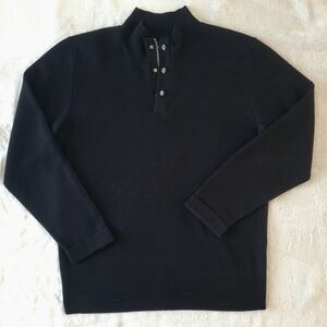 The Kooples Black Wool Blend Sweater Skull Button Mockneck Size S Men